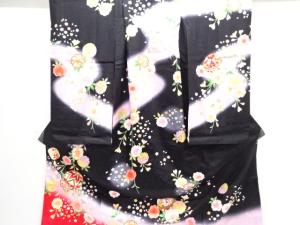 八重桜に毬模様刺繍子供着物・長襦袢セット(重ね衿付き)